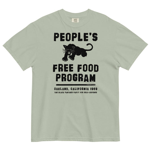 Light green People's Free Food Program T-shirt with Black Panther graphic