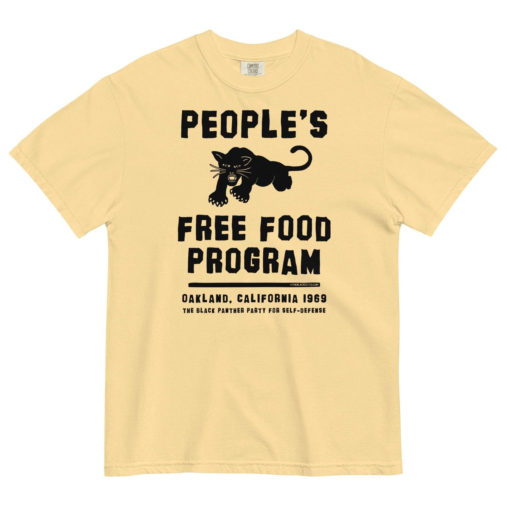 Yellow People's Free Food Program T-shirt with Black Panther graphic