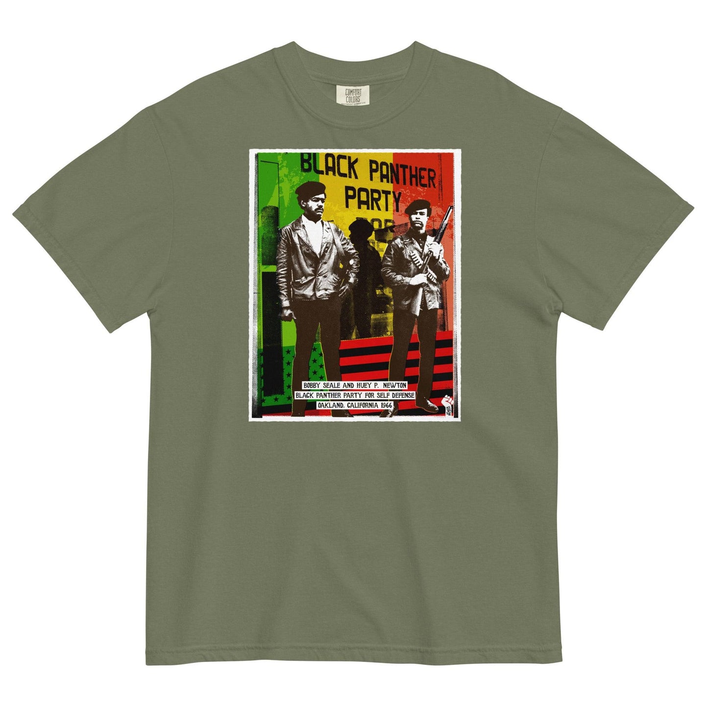 Black Panthers Pan-African T-shirt in olive green with graphic