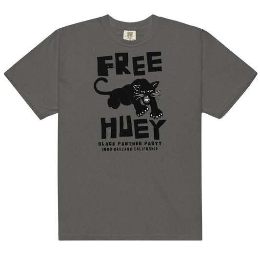 a grey t - shirt with a a black panther on it and says free huey