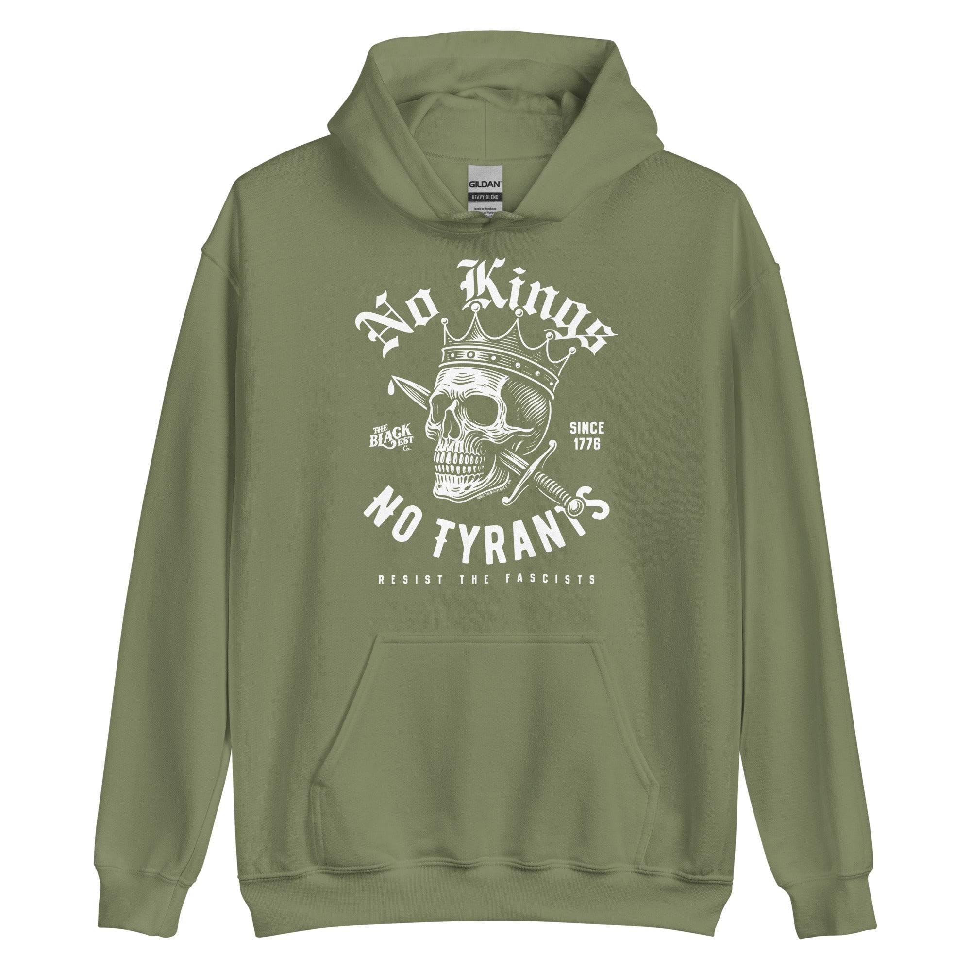 No Kings No Tyrants Skull Protest Hoodie by TheBlackest Co.