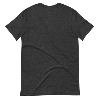 the back of a black t - shirt with a white background