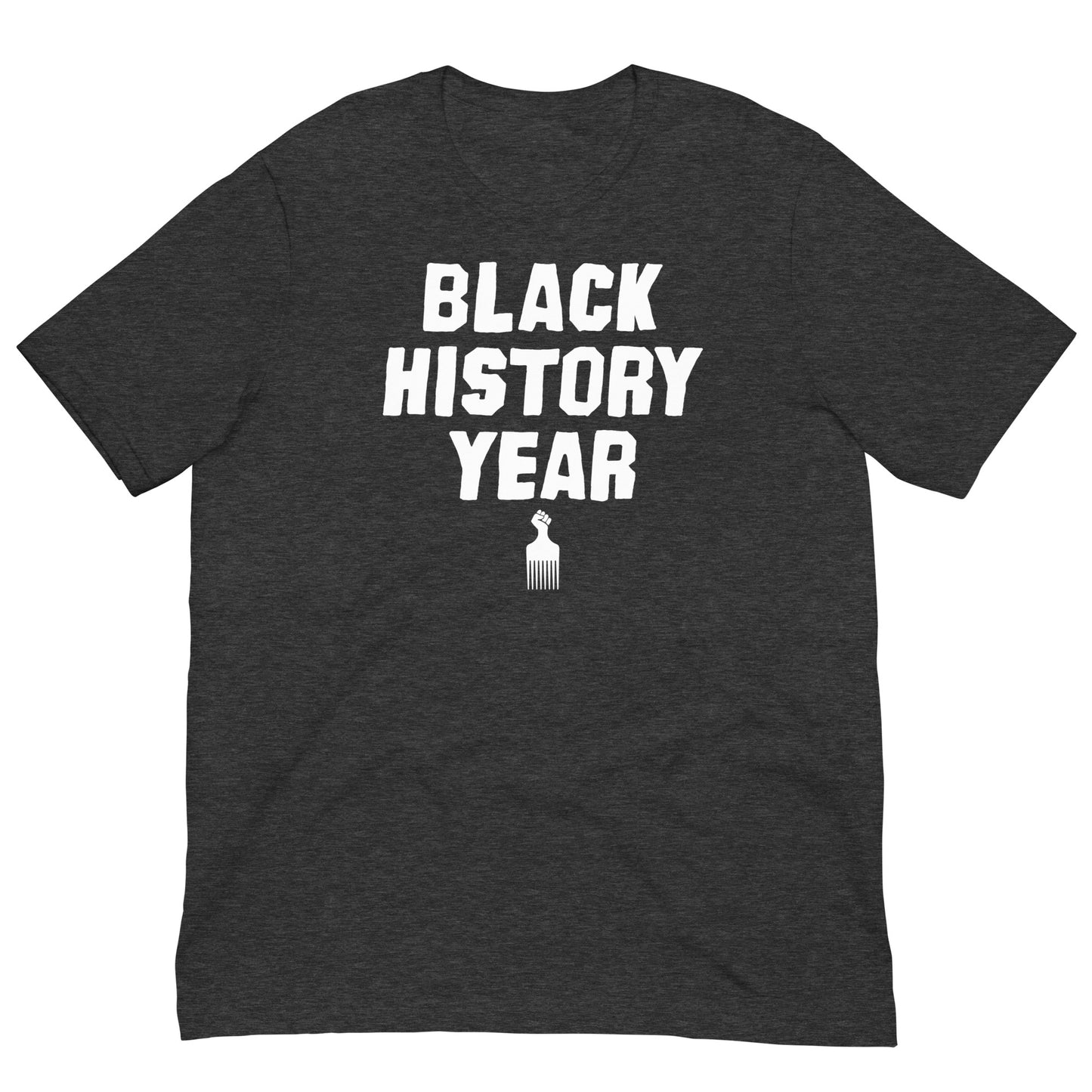 Black History Year T-Shirt in dark gray color.