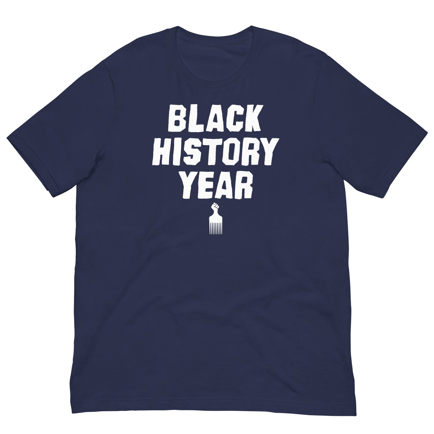 Black History Year T-Shirt in navy color.