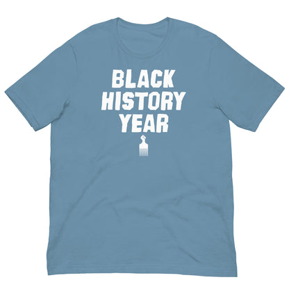 Black History Year T-Shirt in light blue color.