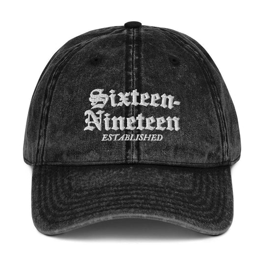 a black hat that says sixteen nineteen established