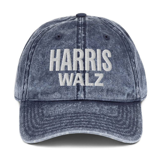 Harris Walz 2024 vintage cotton twill cap in blue