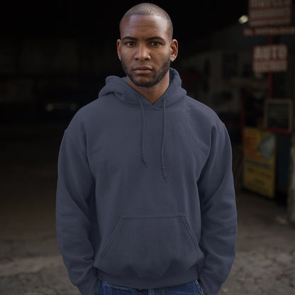 Front view of charcoal gray Why The Far Right Is Angry Hoodie by TheBlackest Co., minimalist front with cozy fit and drawstring hood.