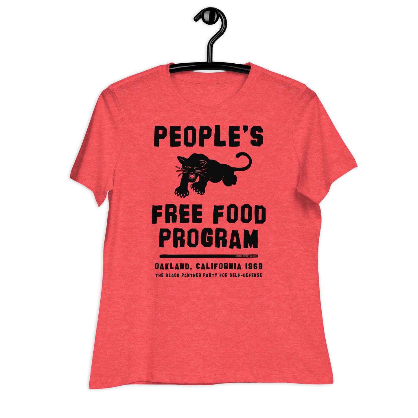 a women's t - shirt that says people's free food program with a black panther on it