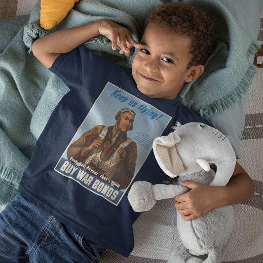 Youth Tuskegee Airmen T-Shirt in navy with historical design