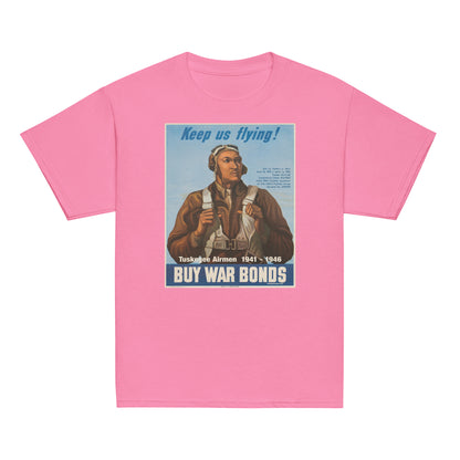 Tuskegee Airmen t-shirt in pink featuring classic artwork