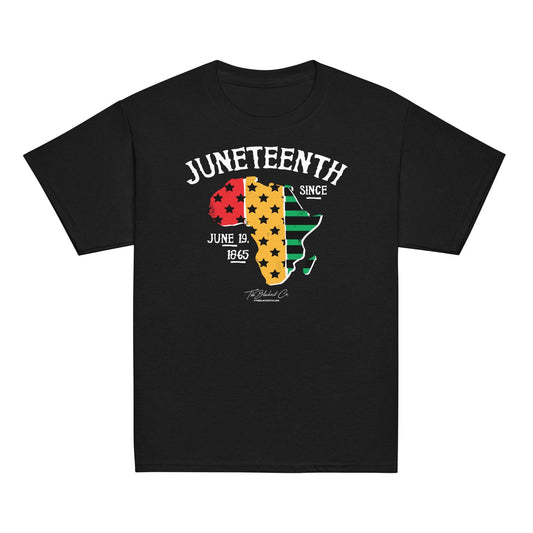 a black t - shirt with the words juneteeth on it