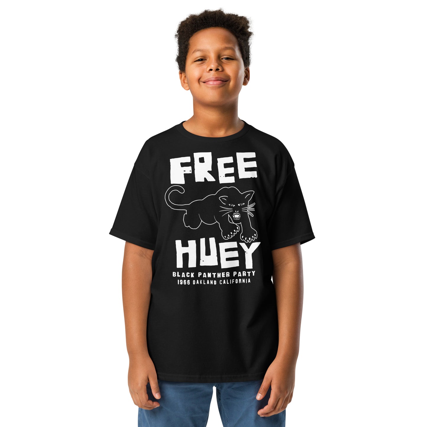 YOUTH Free Huey Black Panther Party Classic Tee smiling child