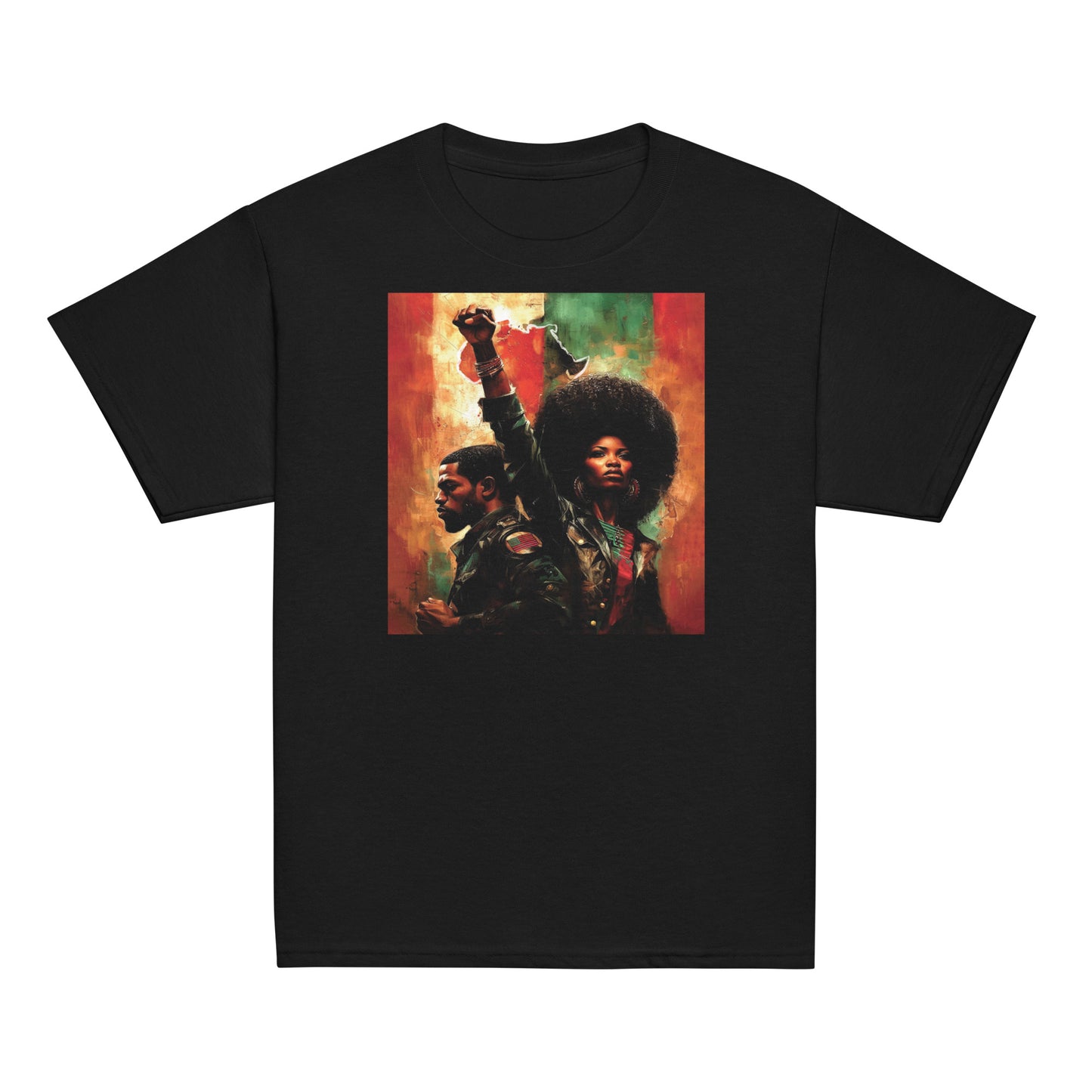 YOUTH Pan African Power Couple Raised Fist Classic Tee front view
