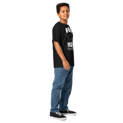 YOUTH Free Huey Black Panther Party Classic Tee side view on child