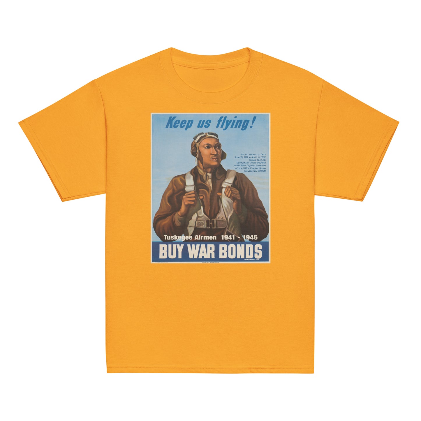 Tuskegee Airmen t-shirt in orange with historical print
