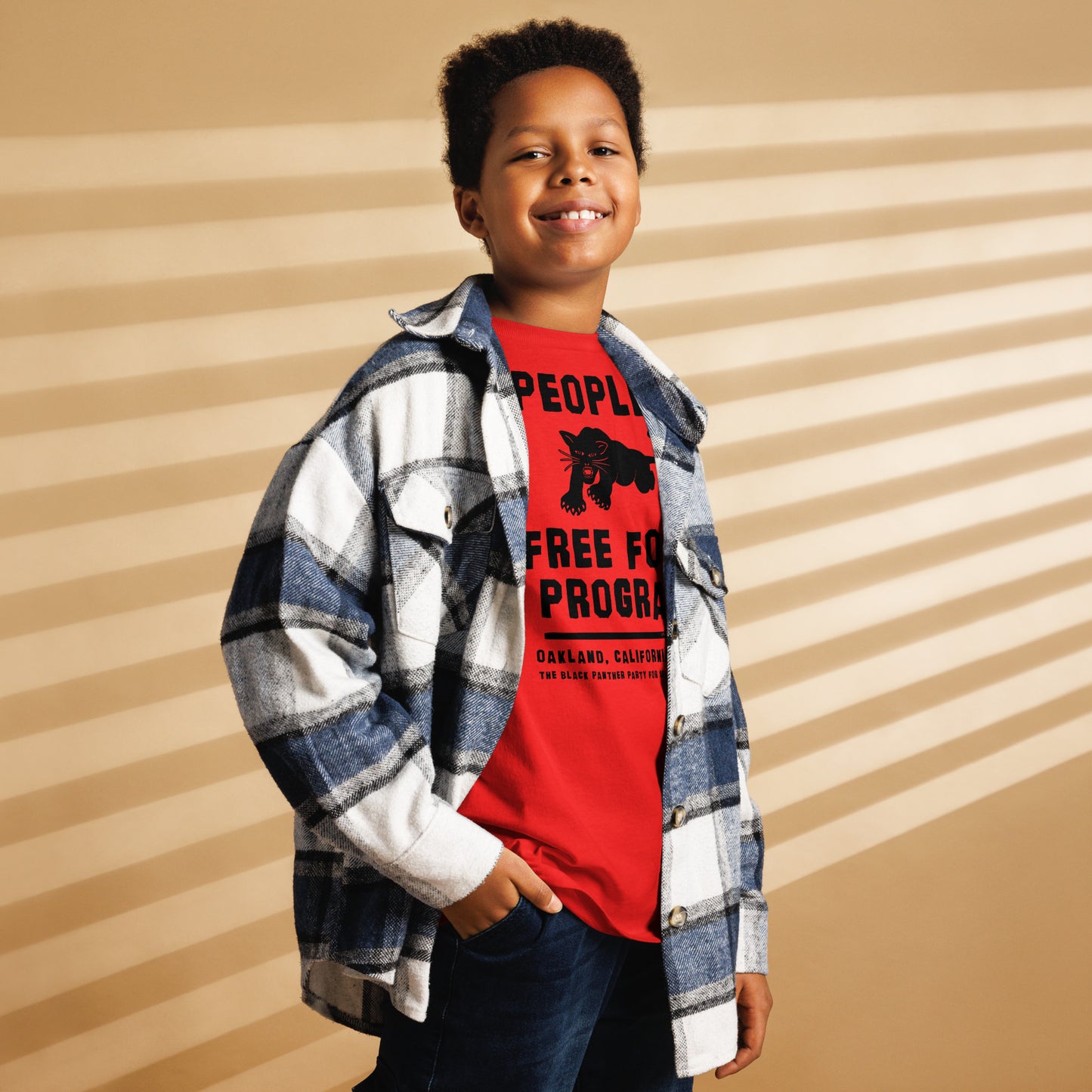 Youth wearing Black Panther Party Free Food Program Tee